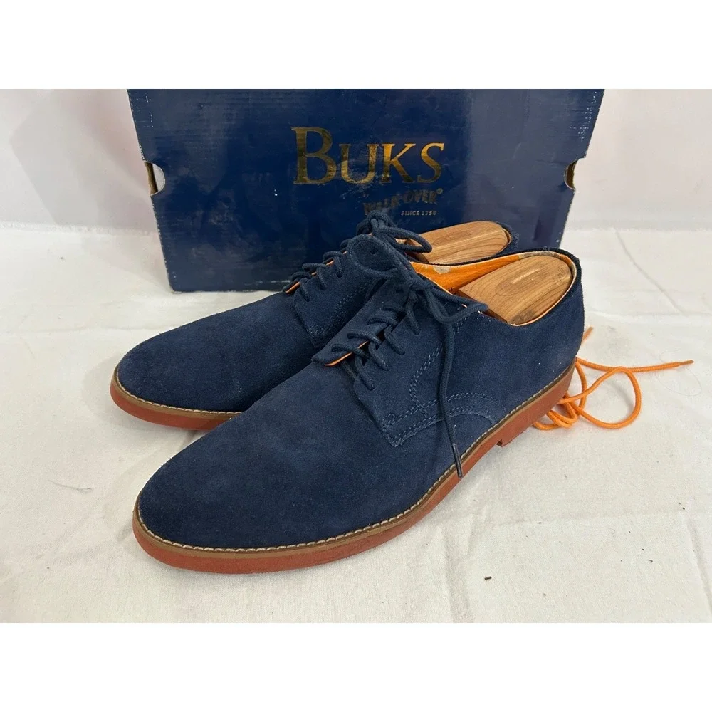 BUKS By Walk-Over Declan Derby Mens Size 9.5 Navy Blue Suede Lace‎ Up B00336